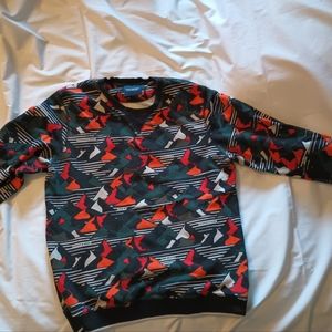 Scotch & Soda Mountain Print Crewneck Sweatshirt Orange Green Black